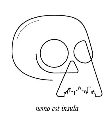 Skeleton Dojo Social Club logo of a skull and text that says nemo est insula